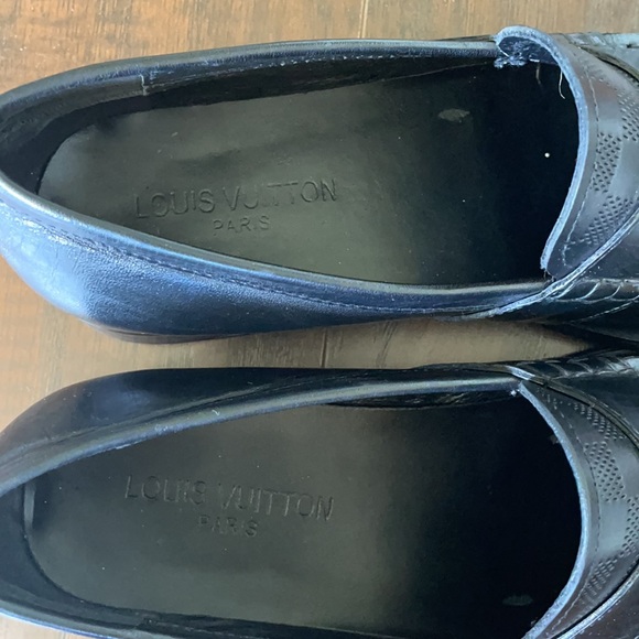 ❤️HOST PICK ❤️Louis Vuitton black damier embossed leather penny slip ons shoes - Picture 4 of 6